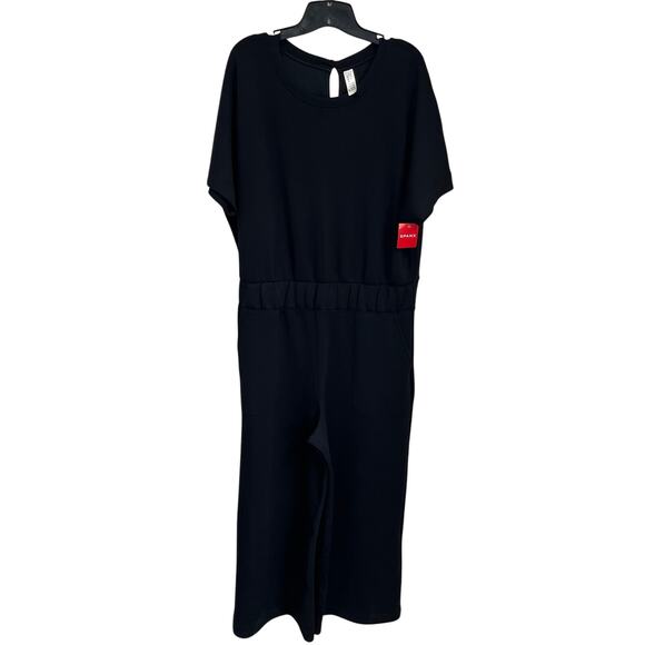 Spanx Aire Crop Wide Leg Jumpsuit XL Black Stretch One Piece Comfortable - Picture 3 of 8